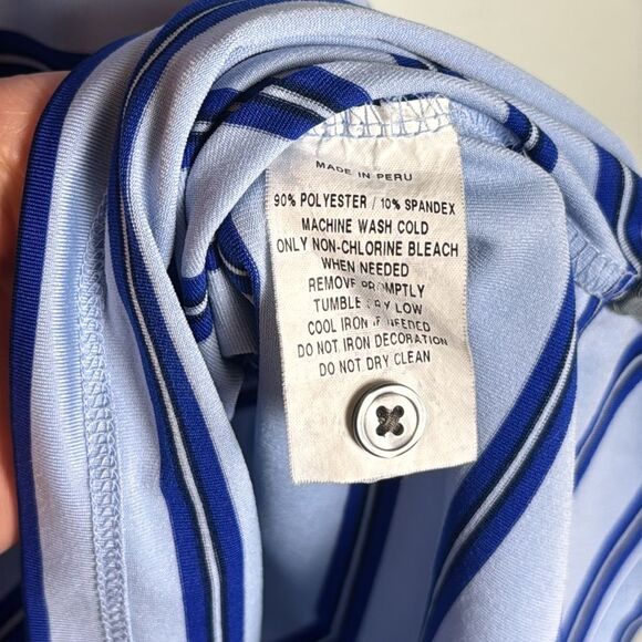 Greyson Blue Striped Performance Golf Polo M Mens - Picture 4 of 5